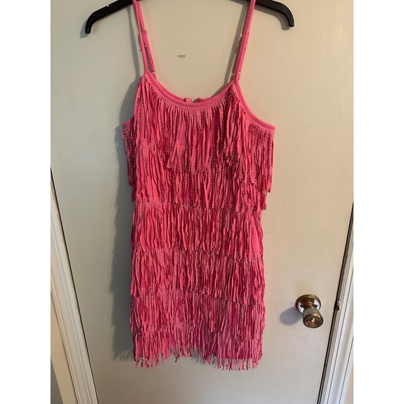 Pink Lily Fringe Dress Embellished Sleeveless Party Cocktail‎ Club Mini Dress - Picture 6 of 11
